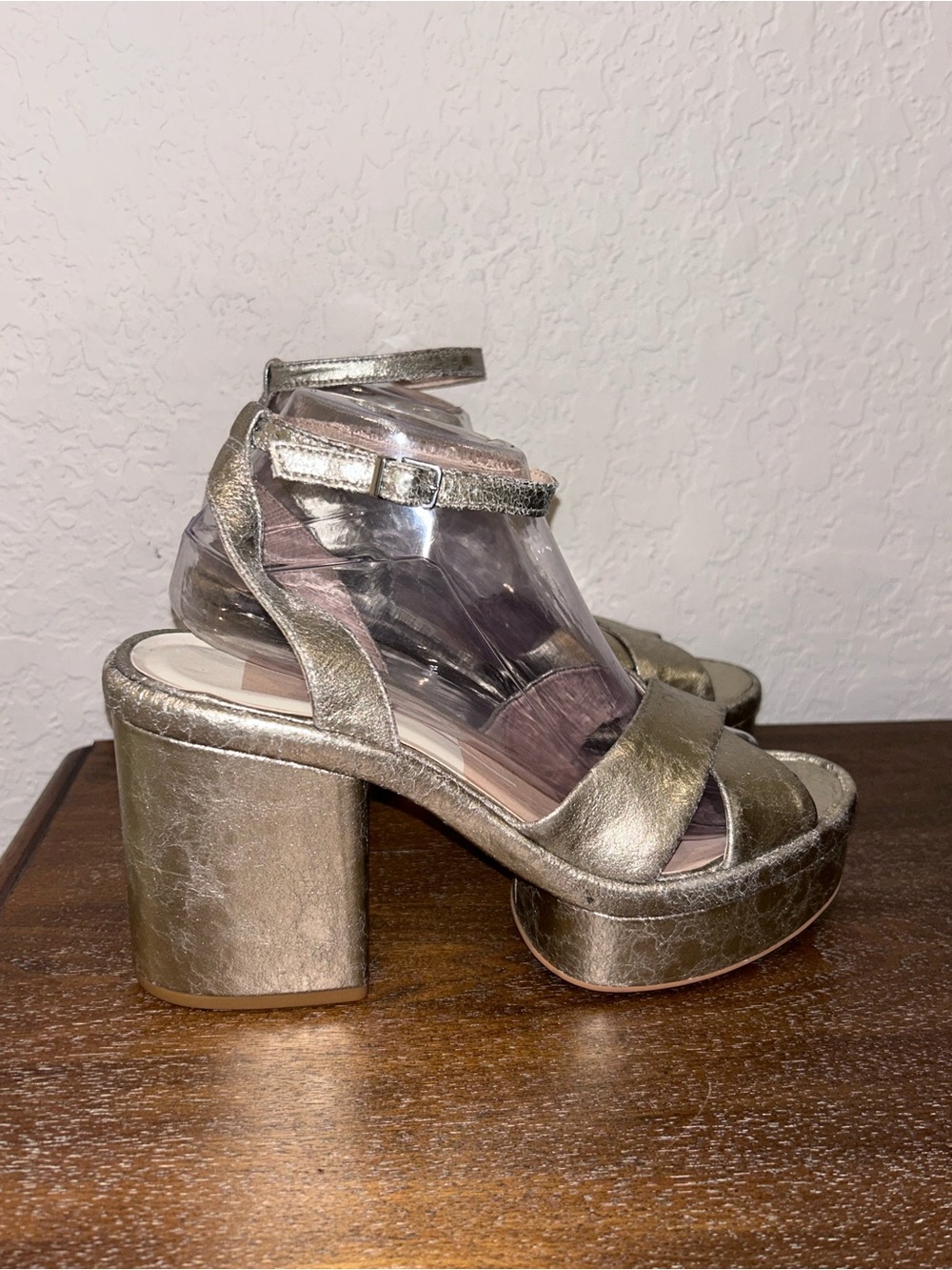 Dolce Vita Laisha Ankle Buckle Chunky Platform Block Heel Shoes - Picture 3 of 11